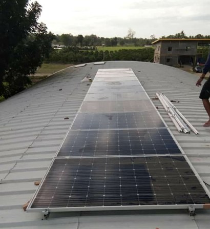 Solar panels installed on a building rooftop